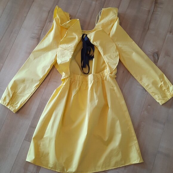 Zara Yellow Open Back Ruffle Dress - Picture 3 of 5
